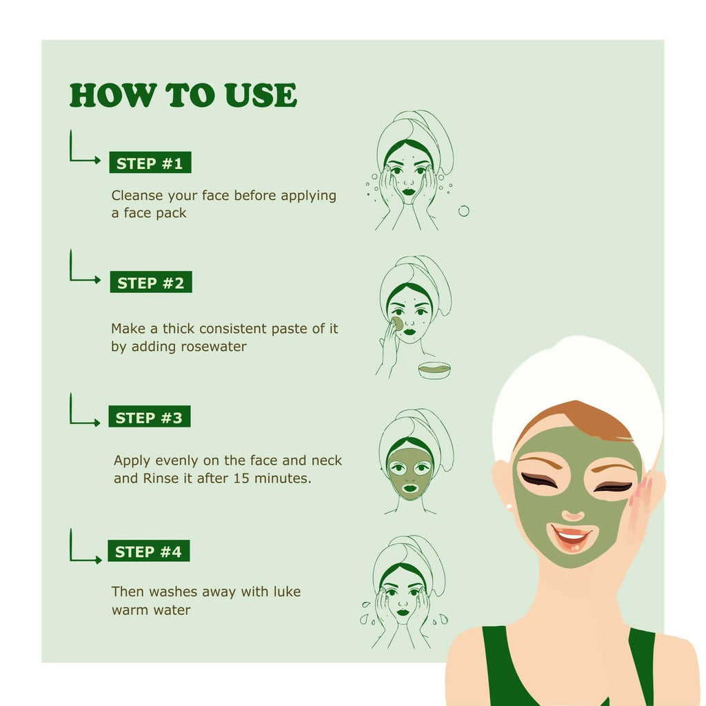 Kimayra Organic Neem + Mint Face Pack Powder For Clean & Clear Skin, Help In Reduce Pimple/Acne, Marks & Scars | Grocsy
