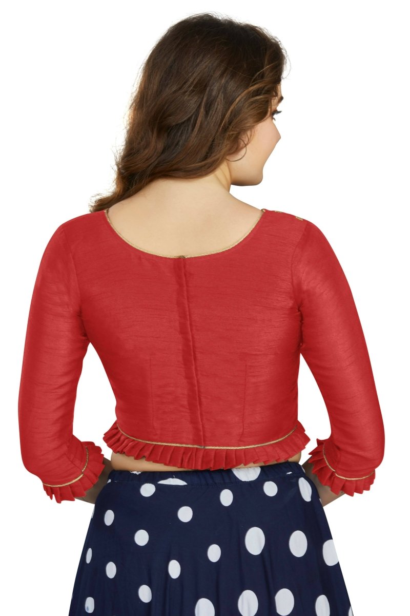 Aastha Fashion Women's Red Art Silk Designer Party Wear Readymade Blouse | Grocsy