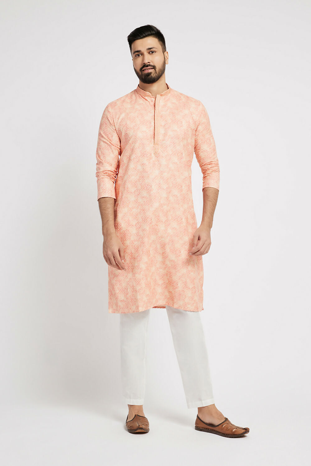 Ethnic India Peach Men's Kurta | Grocsy