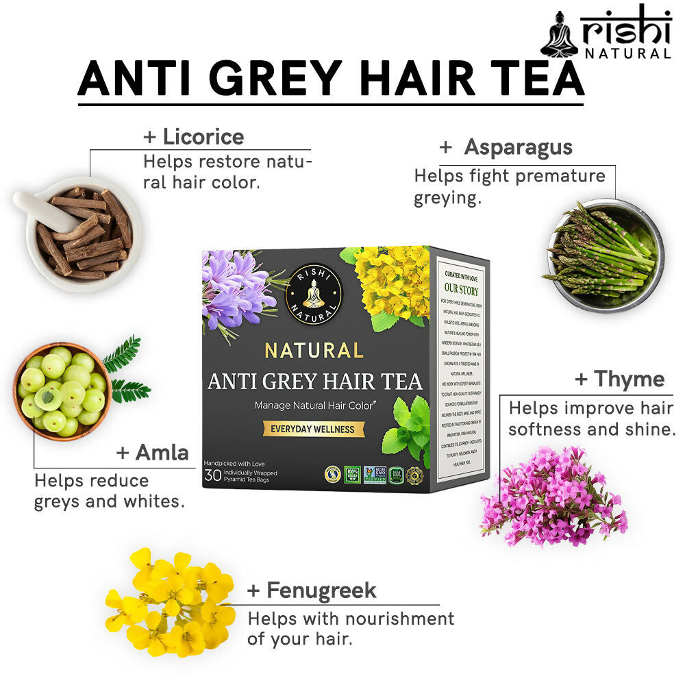 Rishi Natural Anti Grey Hair Herbal Tea | Grocsy