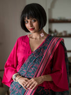 Suta Navy Blue Floral Pure Cotton Saree | Grocsy