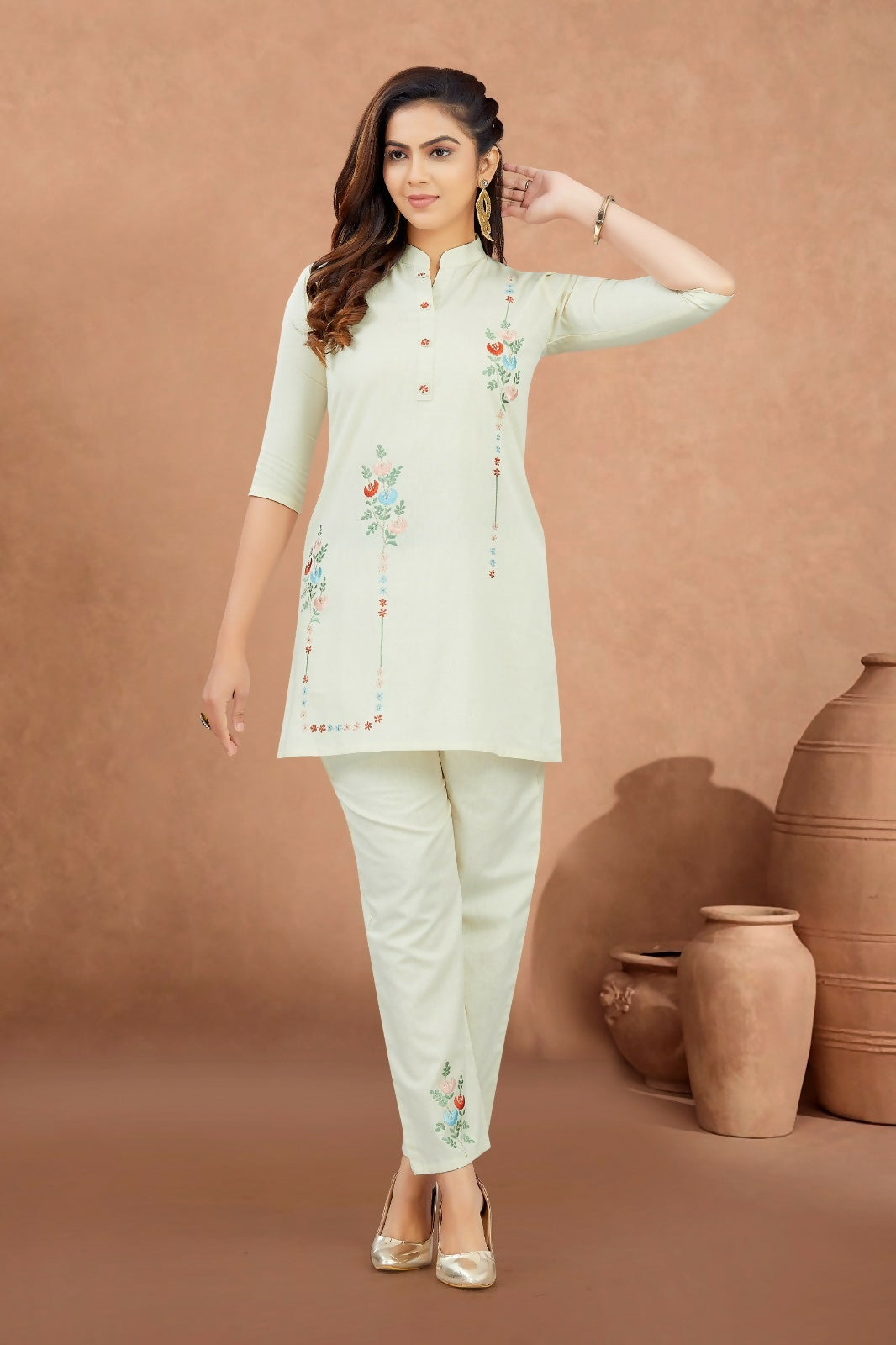 Joban Fashion Cotton Beige Color Kurta Set | Grocsy