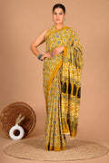 Exclusive Collection Yellow Beautiful Mulmul Cotton Saree | Grocsy