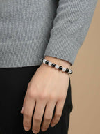 NVR Black & White Beaded Bracelet for Men & Women | Grocsy