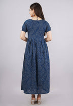 Vamika Blue Cotton Printed Party Wear/Casual Wear Kurti | Grocsy