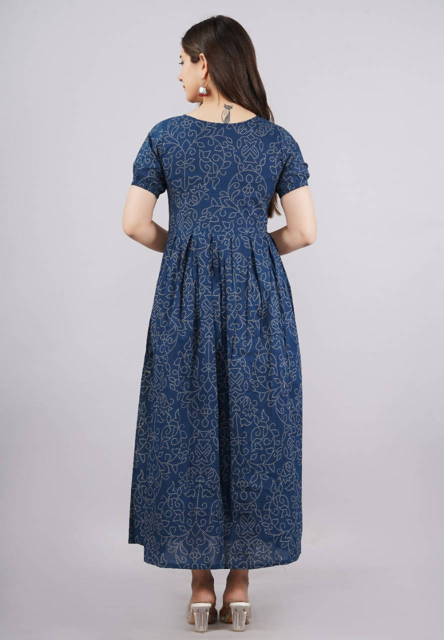 Vamika Blue Cotton Printed Party Wear/Casual Wear Kurti | Grocsy