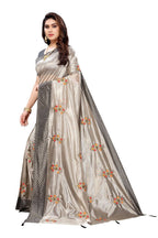 Vamika Grey Crepe Embroidery Saree (Nirali Grey) | Grocsy