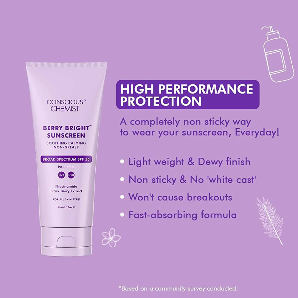 Conscious Chemist Berry Bright Sunscreen SPF 50 | Grocsy