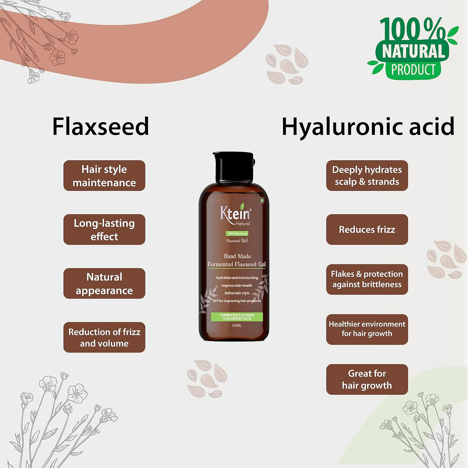 Ktein Natural 100% Plant Based Fermented Flaxseed Gel | Grocsy