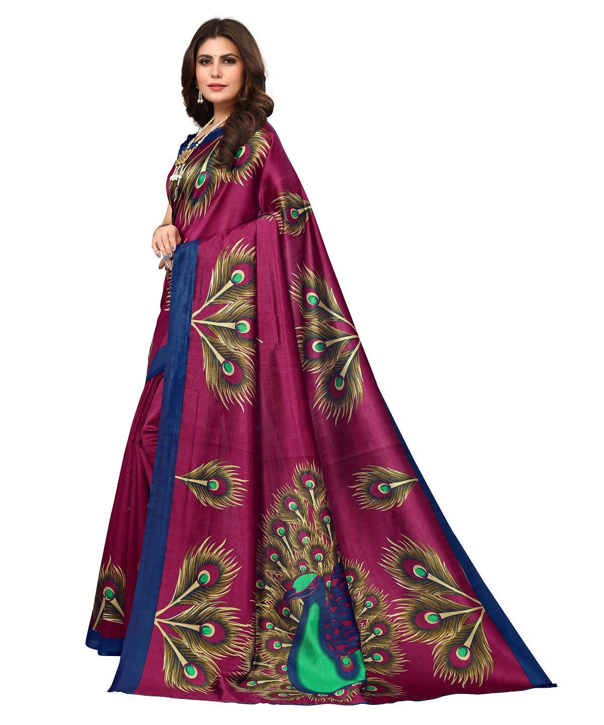 Vamika purple Printed Art Silk Saree | Grocsy