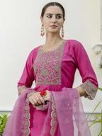 Vellora Rich Rani Pink Embroidery Work Readymade Salwar Suit | Grocsy