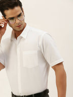 Ramraj Cotton Mens Half Sleeve Formal 100 % Cotton White Shirt | Grocsy