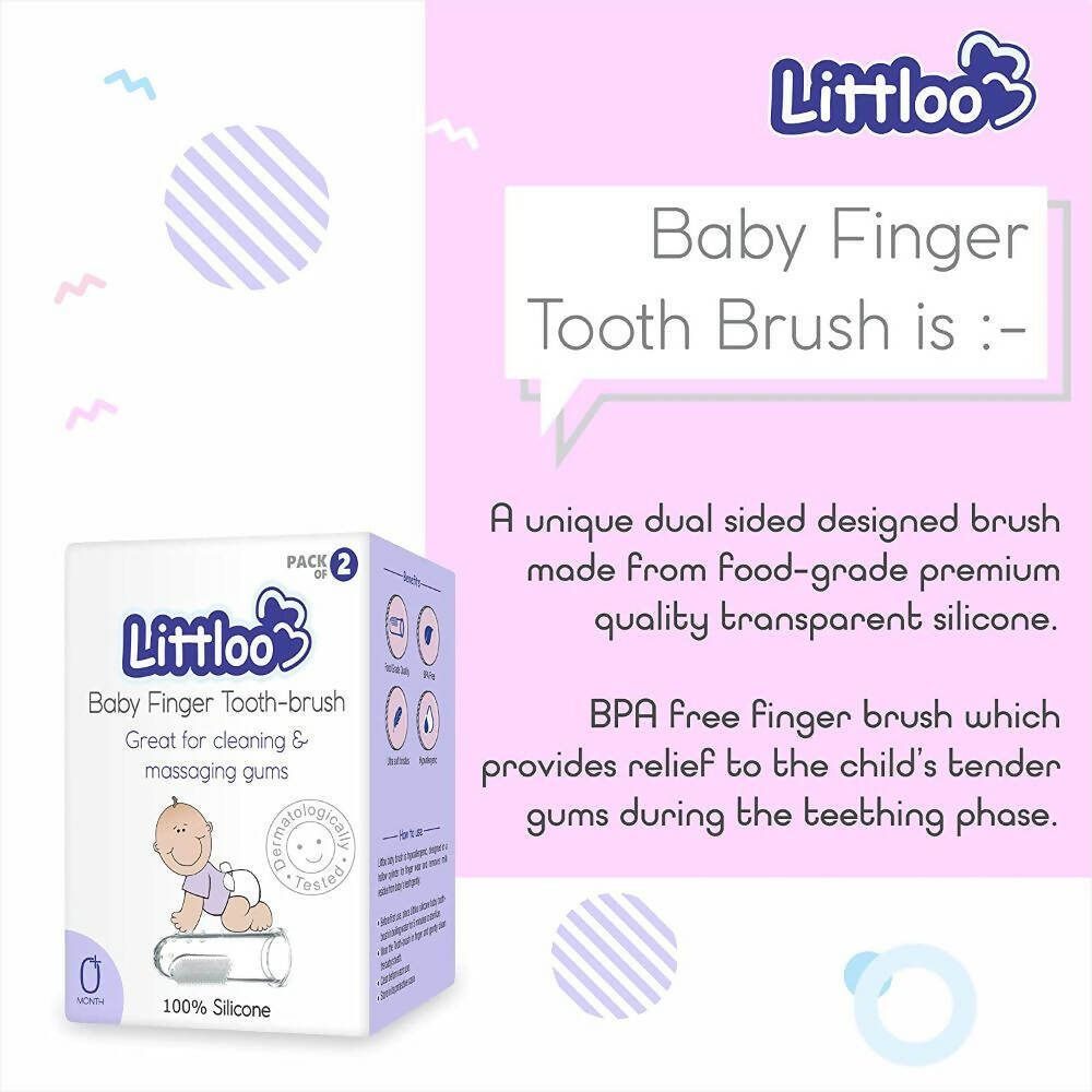 Littloo Baby Finger Toothbrush Reusable Silicon Made | Grocsy