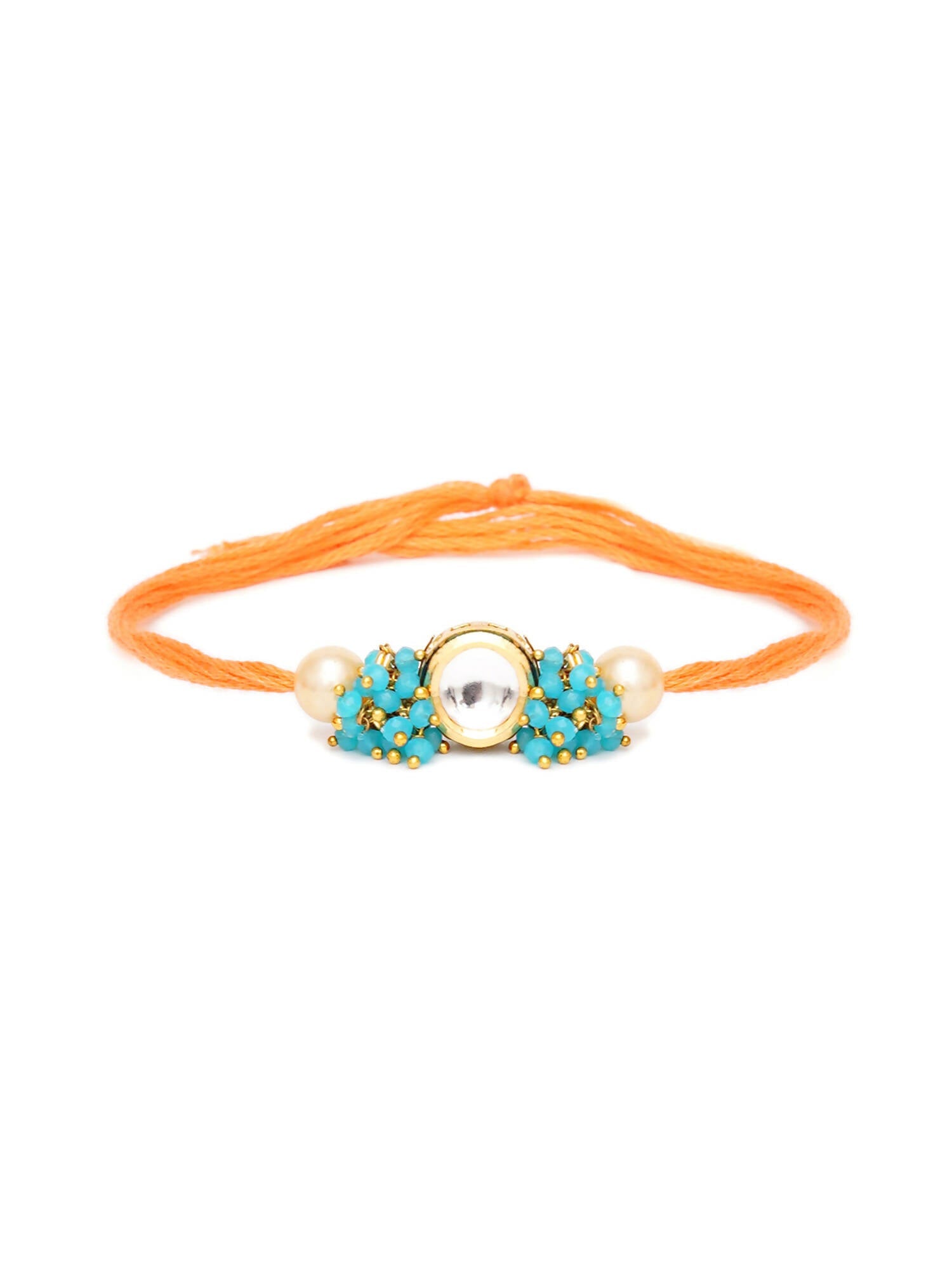 Designer kundan Rakhi - Ruby Raang | Grocsy