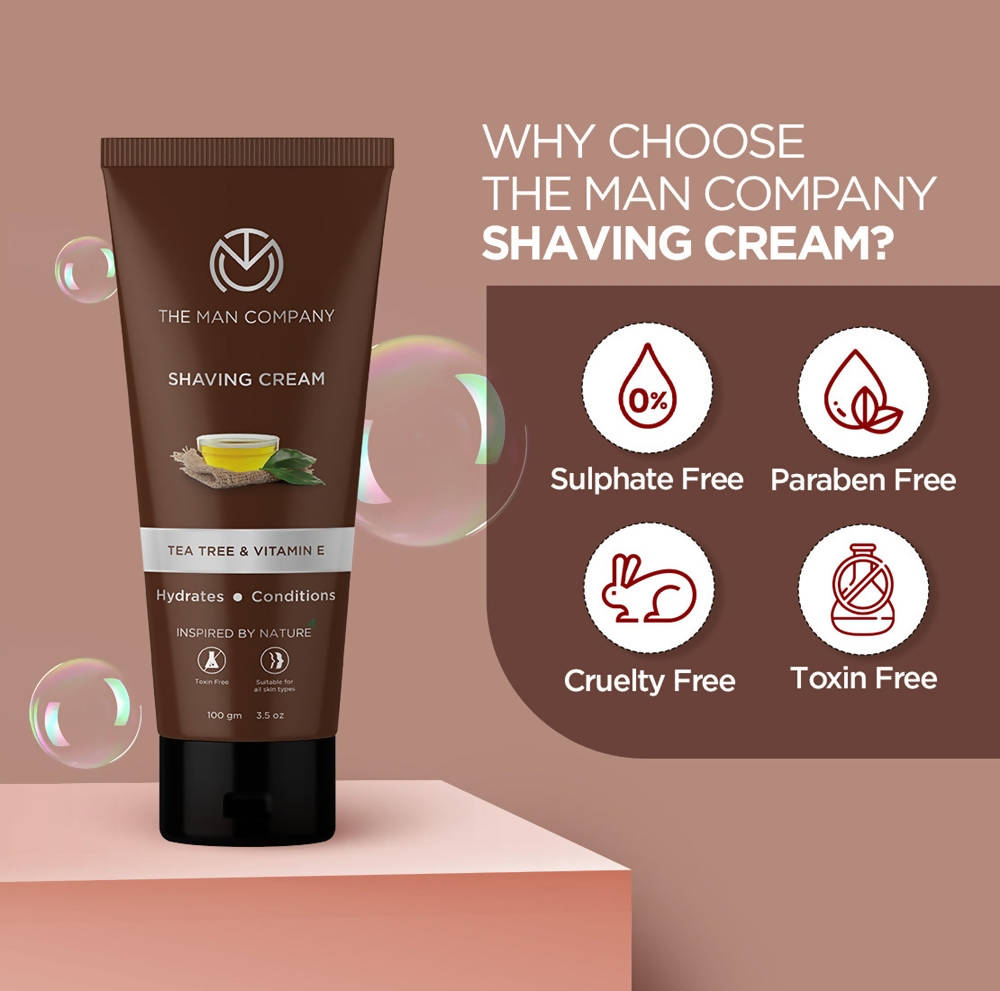 The Man Company Shaving Cream Tea Tree & Vitamin E | Grocsy