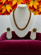 Inhanns Noor-E-Jalwa – Handmade Crystal Bead Necklace / Necklace With Earrings -Adjustable - Golden | Grocsy