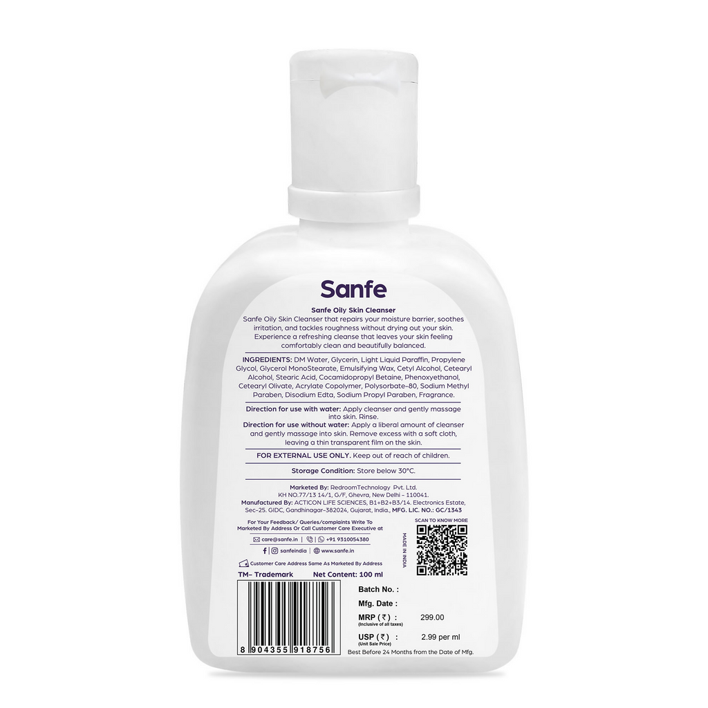 Sanfe Oily Skin Cleanser Minimises Pores & Maintains Skin Moisture cetaphil skin repair Face Wash | Grocsy