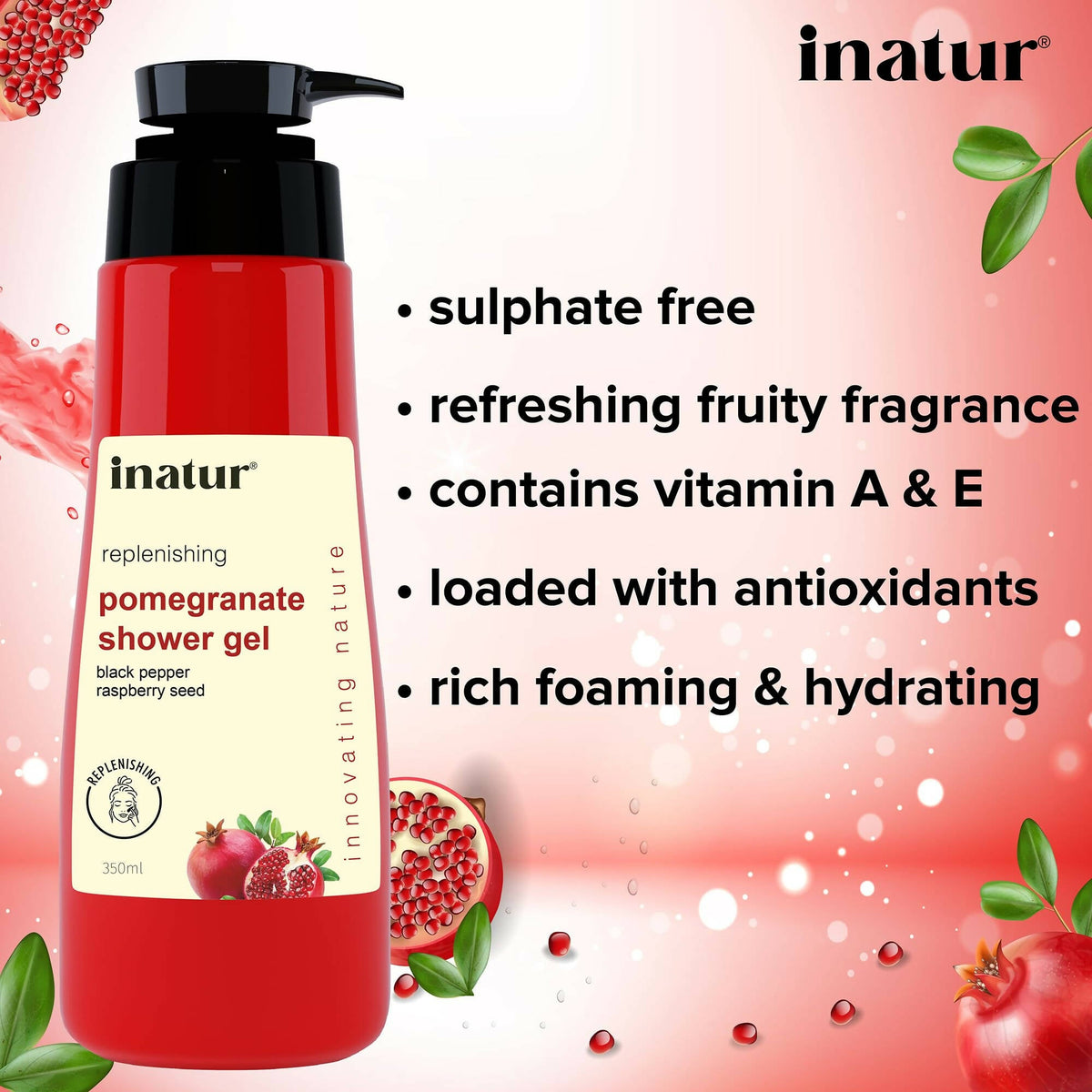 Inatur Pomegranate Shower Gel | Grocsy