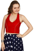 Aastha Fashion Women's Women's Red Velvet Solid Readymade Blouse | Grocsy