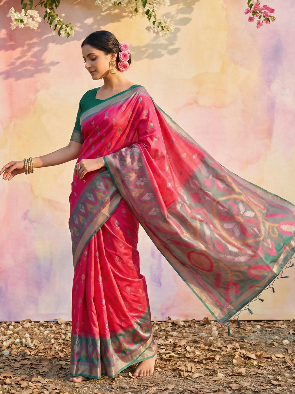 Shree Shyam Fashion Pink Soft Silk Saree | Grocsy