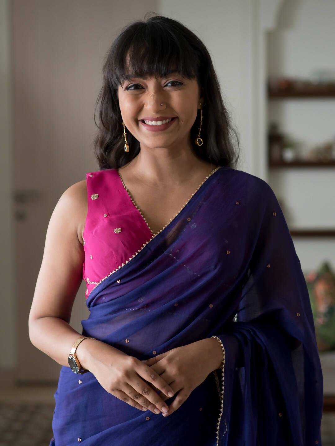 Suta Purple Woven Design Pure Cotton Saree | Grocsy