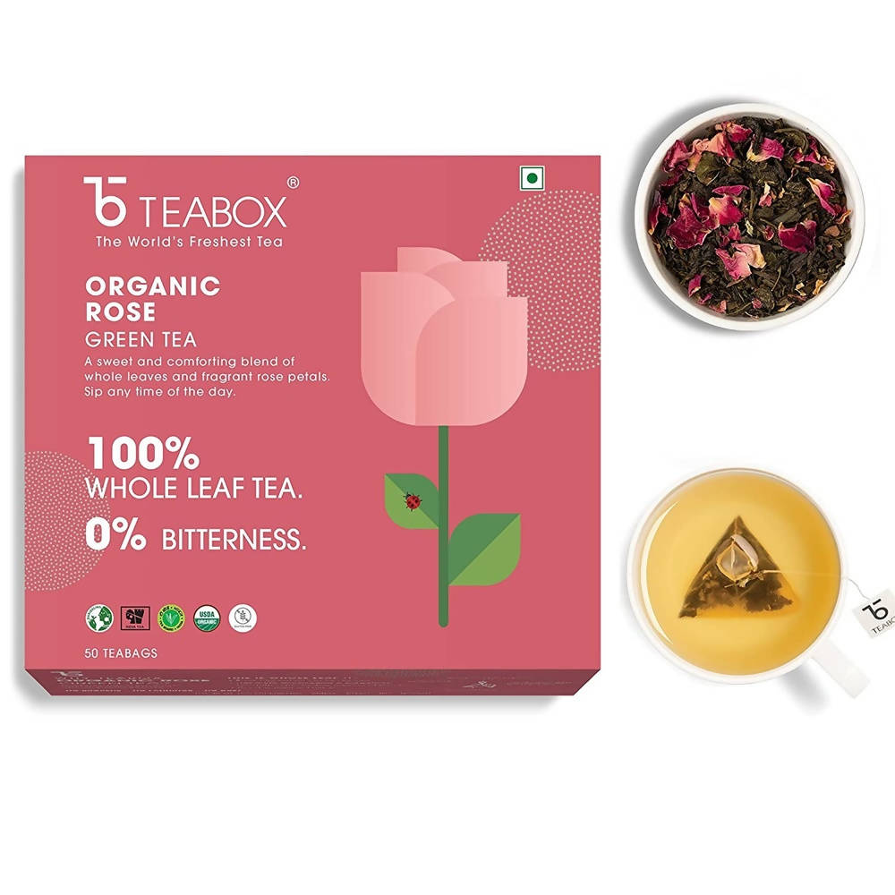 Teabox Organic Rose Green Tea Bags | Grocsy