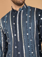 Vastranavya Grey Exclusive Festival Wear Pure Viscose Rayon Sequence & Foil Mirror Heavy Embroidered Work Kurta | Grocsy