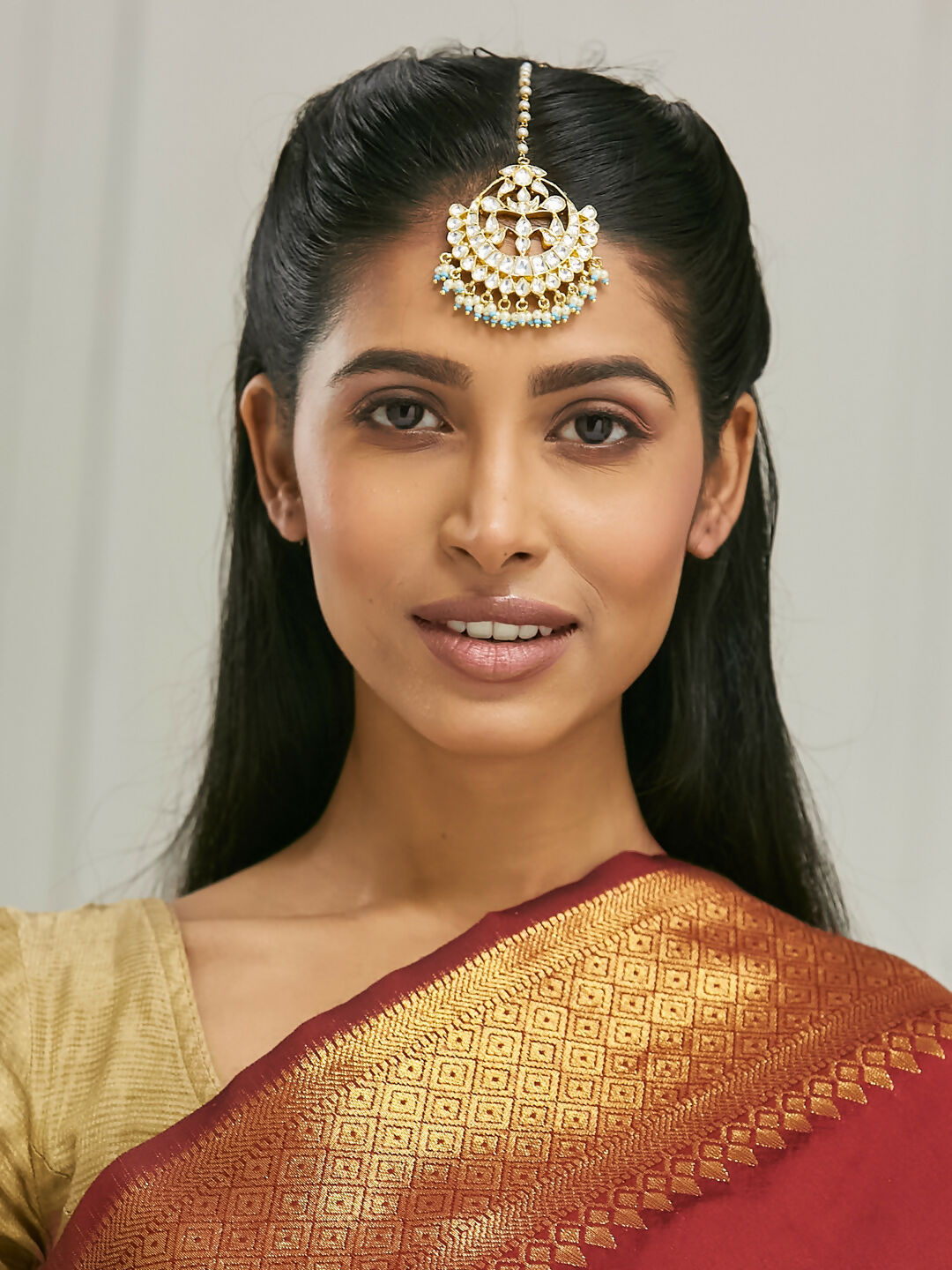 Nuyug 22k Gold Plated Crescent Maang Tikka | Grocsy