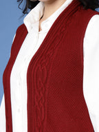 Women Winter Maroon Acrylic Cardigan - Wool Trees | Grocsy