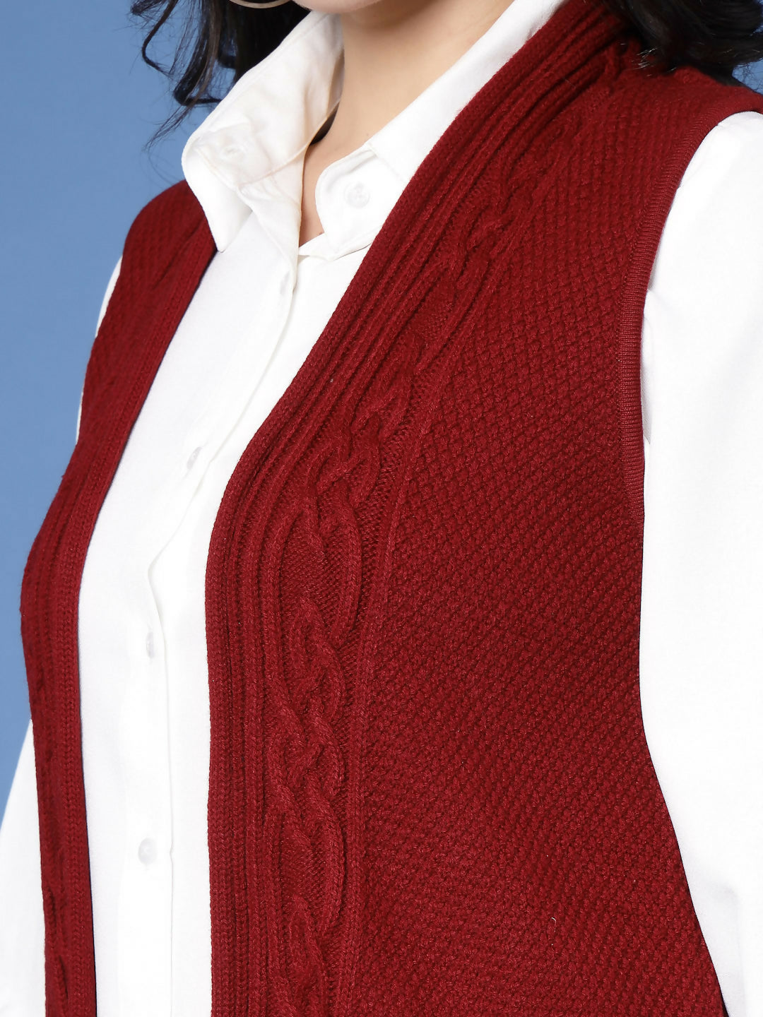 Women Winter Maroon Acrylic Cardigan - Wool Trees | Grocsy