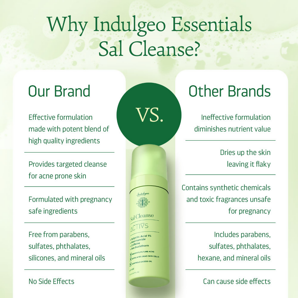 Indulgeo Essentials Sal Cleanse - Salicylic Acid Foaming Face Wash | Grocsy