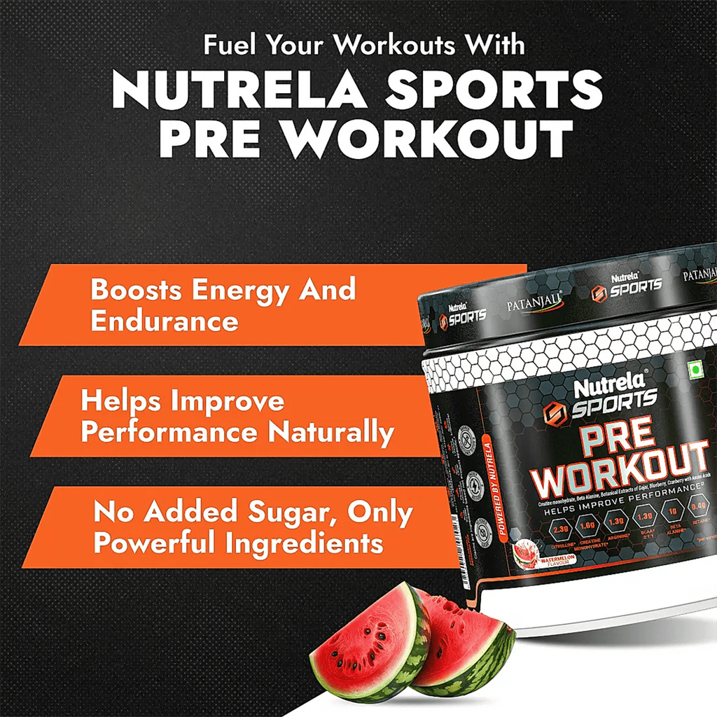 Patanjali Nutrela Sports Pre - Workout-(Watermelon) | Grocsy