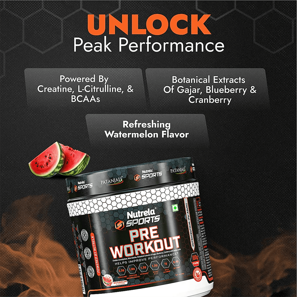 Patanjali Nutrela Sports Pre - Workout-(Watermelon) | Grocsy