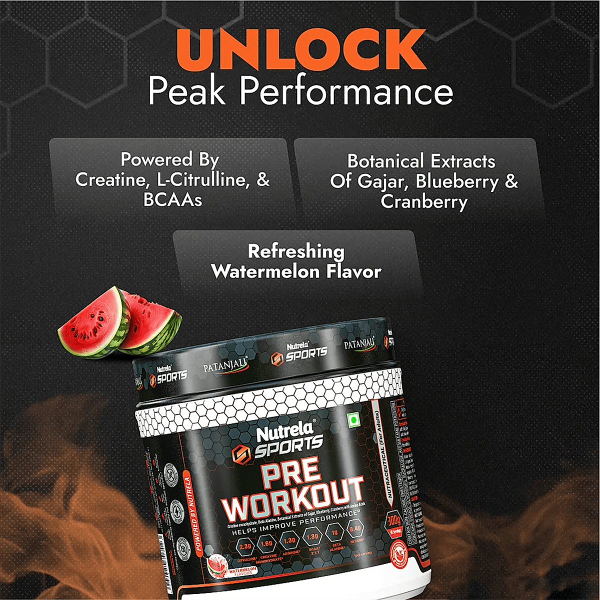 Patanjali Nutrela Sports Pre - Workout-(Watermelon) | Grocsy