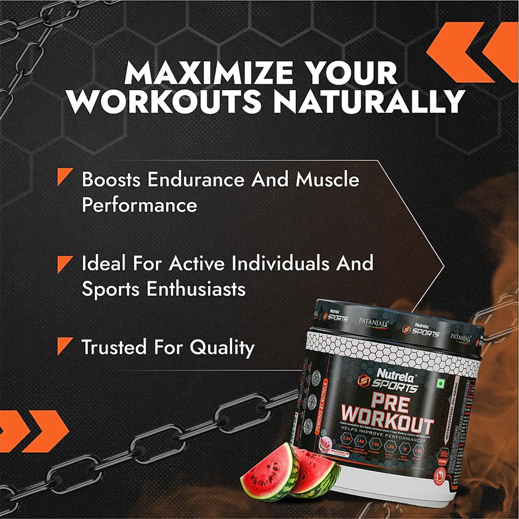 Patanjali Nutrela Sports Pre - Workout-(Watermelon) | Grocsy
