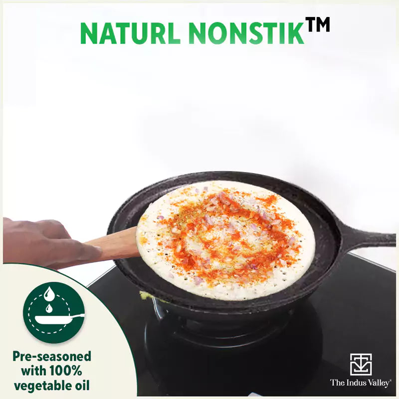 The Indus Valley CASTrong Cast Iron Cookware Set: Tawa+ Kadai+ Frypan, Kitchen Set for Home, Pre-seasoned, 100% Pure, Induction, Tadka Pan | Grocsy
