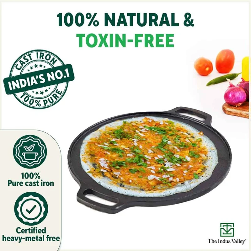 The Indus Valley CASTrong Cast Iron Cookware Set: Tawa+ Kadai, Kitchen Set for Home, Pre-seasoned, 100% Pure, Toxin-free, Induction, Tadka Pan | Grocsy