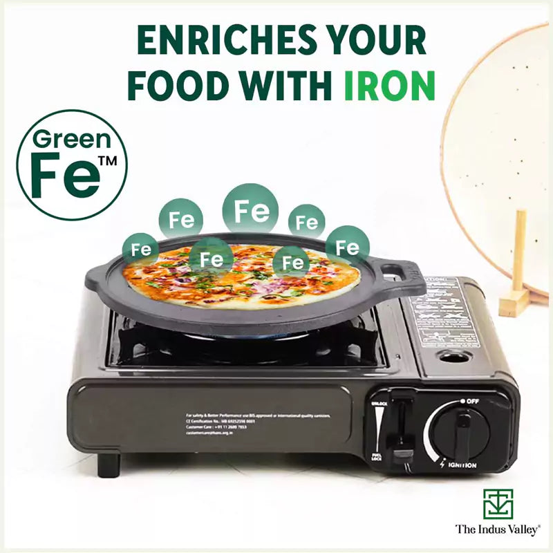 The Indus Valley Super Smooth Cast Iron Tawa,Pre-seasoned, Nonstick, 100% Pure, Toxin-free, Induction, 28/30.5cm, 2.8/2.9kg | Grocsy