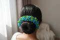 Blue & Green Bridal Pollens Gajra | Grocsy