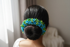 Blue & Green Bridal Pollens Gajra | Grocsy
