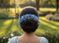 Blue & Silver Pollens Bridal Hair Gajra | Grocsy
