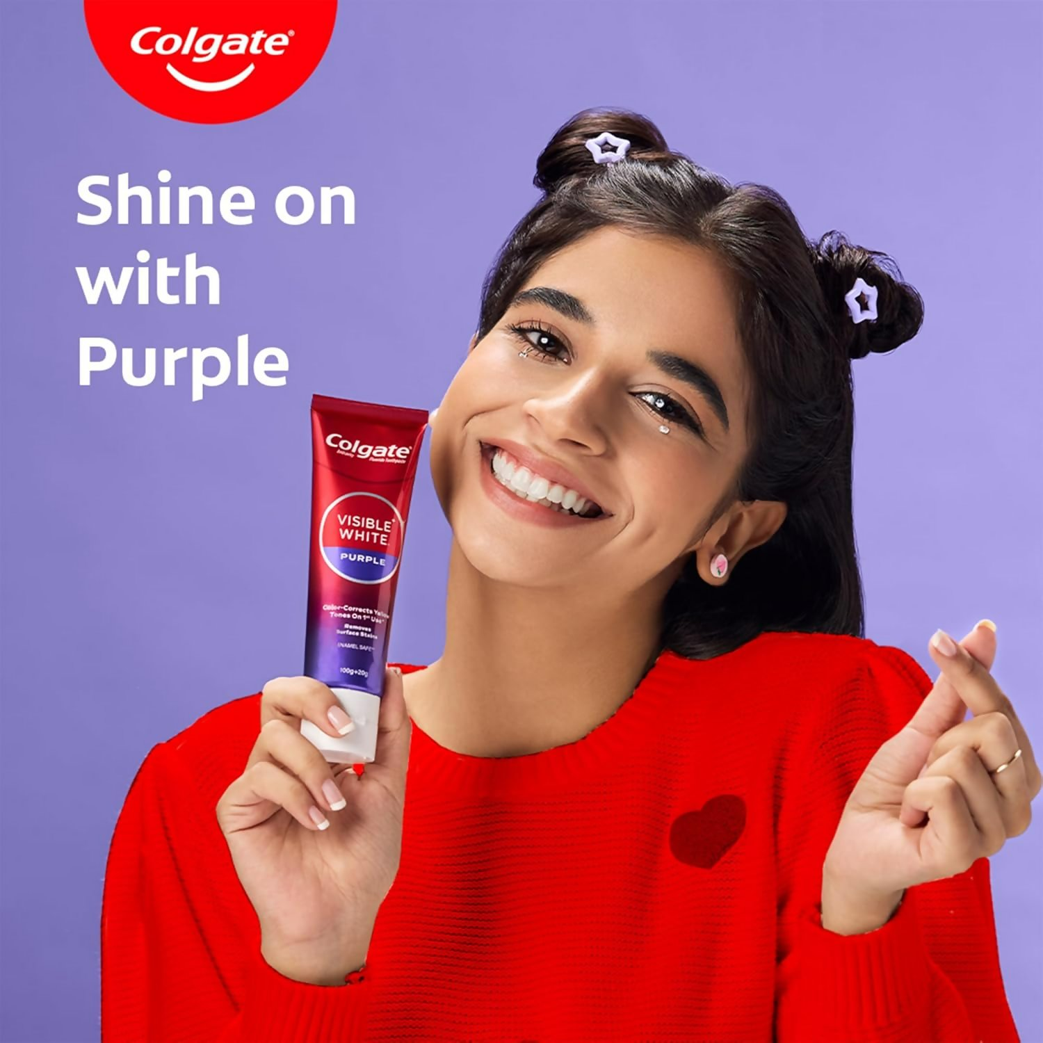 Colgate Visible White Purple Toothpaste For Teeth Whitening Helps Remove Surface Stains, Whitens Yellow | Grocsy