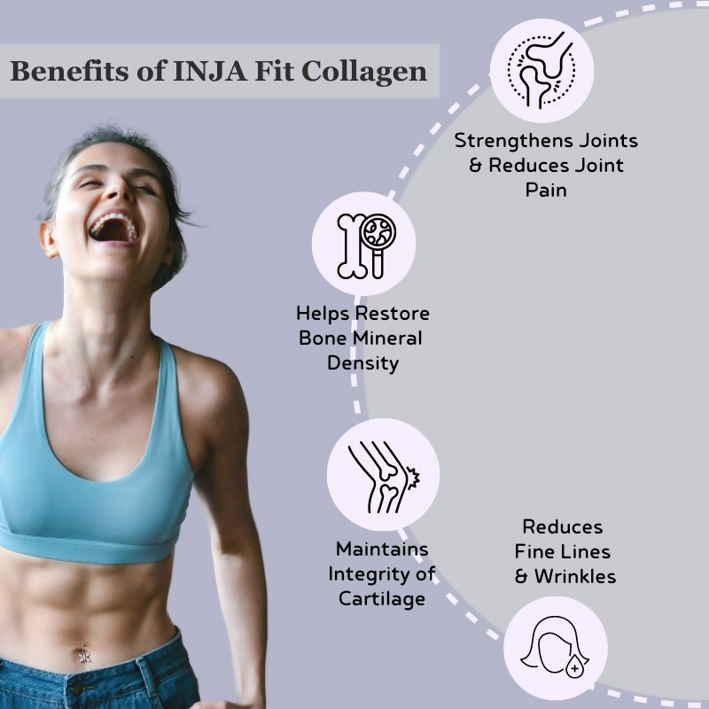 Inja Fit Marine Collagen For Skin Joints And Muscles With Vit C & Glucosamine - Chocolate Flavour | Grocsy