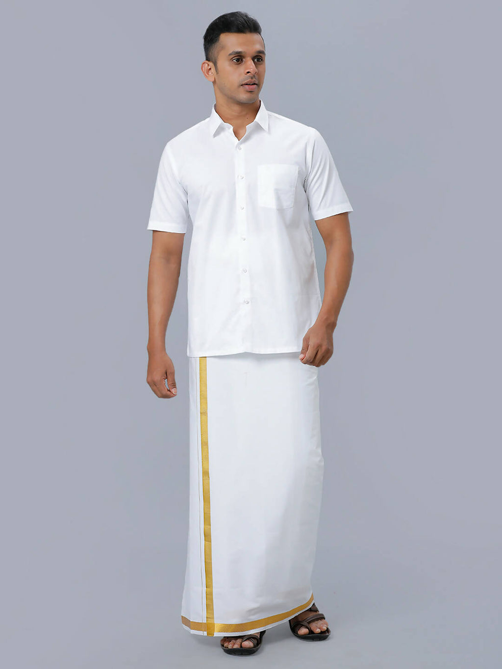 Ramraj Cotton Mens Half Sleeve Formal Poly Cotton White Shirt | Grocsy