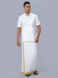 Ramraj Cotton Mens Half Sleeve Formal Poly Cotton White Shirt | Grocsy