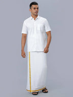 Ramraj Cotton Mens Half Sleeve Formal Poly Cotton White Shirt | Grocsy