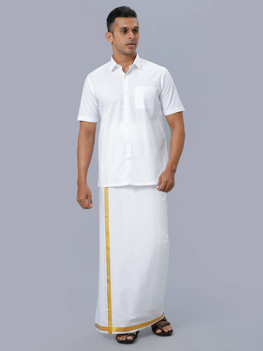 Ramraj Cotton Mens Half Sleeve Formal Poly Cotton White Shirt | Grocsy