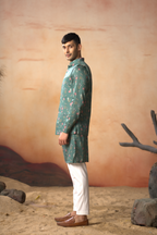Oceanic Mirage Nehru Jacket Set by Hilo Design | Grocsy