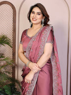 Teeya Creation New Trendy Stylish Party Wear Silk Saree-Beige | Grocsy