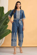 Juniper Women Indigo Rayon Printed Straight Jumpsuit | Grocsy